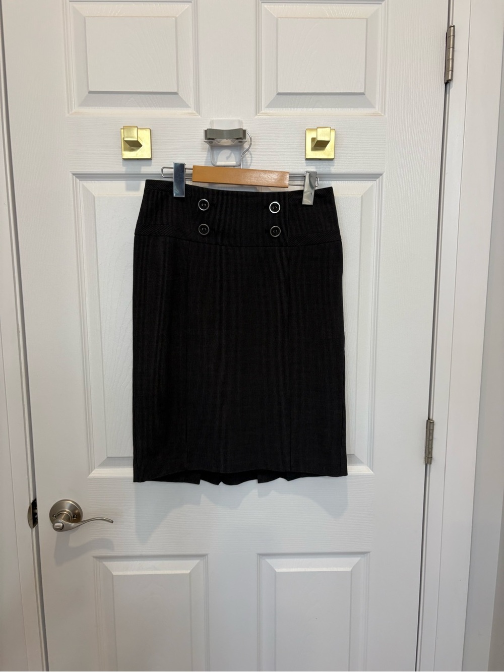 Le Château Black Sailor-Button Pencil Skirt - Women #1487